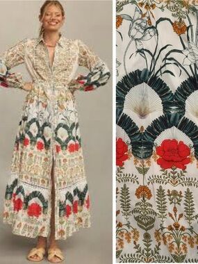 Anthropologie Mixed Print Botanical Maxi Dress Women’s 3X